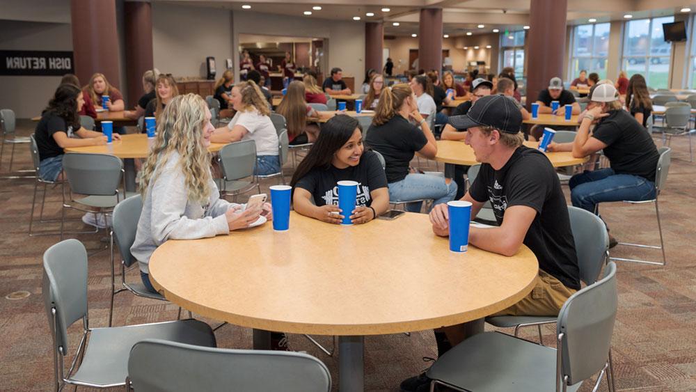 Students in the dining hall at the Student Center